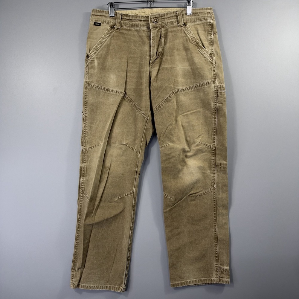 Kuhl Lawless Pants Mens 33x30 Beige Canvas Relaxed Fit Workwear Outdoor Utility